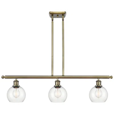 Innovations Lighting Athens 6" 3 Light 36" Island Light - Antique Brass  - Clear Shade