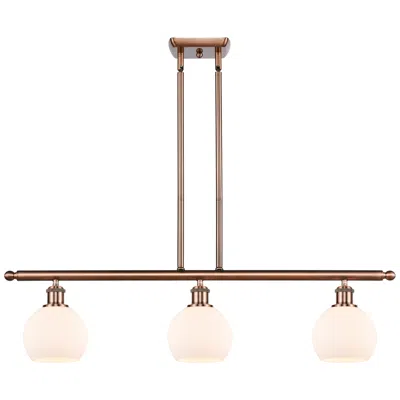 Innovations Lighting Athens 6" 3 Light 36" Island Light - Antique Copper  - Matte Whit