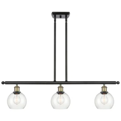 Innovations Lighting Athens 6" 3 Light 36" Island Light - Black Antique Brass  - Clear
