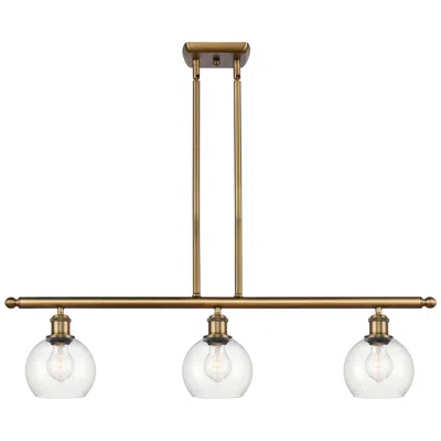 Innovations Lighting Athens 6" 3 Light 36" Island Light - Brushed Brass  - Clear Shade