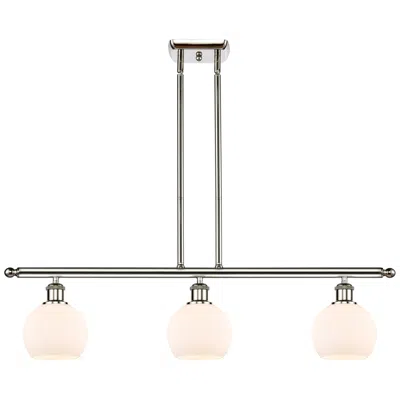 Innovations Lighting Athens 6" 3 Light 36" Island Light - Polished Nickel  - Matte Whi