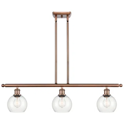 Innovations Lighting Athens 6" 3 Light 36" Led Island Light - Antique Copper  - Clear