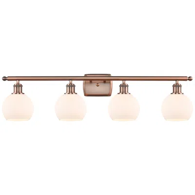 Innovations Lighting Athens 6" 4 Light 36" Bath Light - Antique Copper - Matte White S