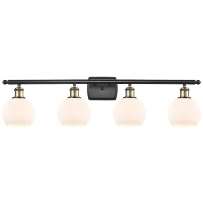Innovations Lighting Athens 6" 4 Light 36" Bath Light - Black Antique Brass - Matte Wh