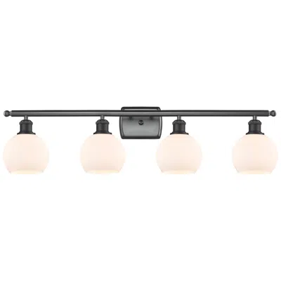 Innovations Lighting Athens 6" 4 Light 36" Bath Light - Matte Black - Matte White Shad
