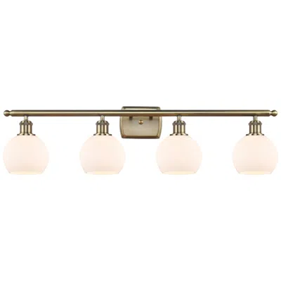 Innovations Lighting Athens 6" 4 Light 36" Led Bath Light - Antique Brass - Matte Whit