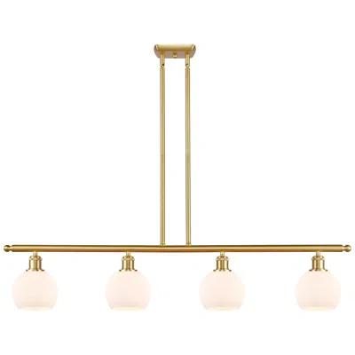 Innovations Lighting Athens 6" 4 Light 48" Island Light - Satin Gold  - Matte White Sh