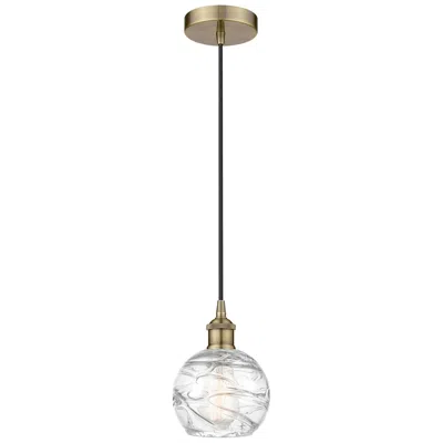Innovations Lighting Athens 6" Antique Brass Mini Pendant W/ Clear Deco Swirl Shade