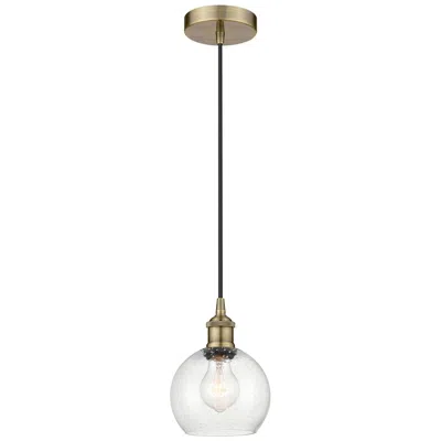 INNOVATIONS LIGHTING ATHENS 6" ANTIQUE BRASS MINI PENDANT W/ SEEDY SHADE
