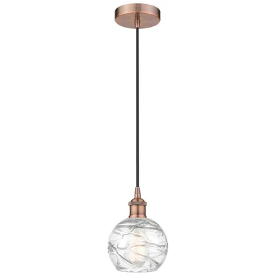 Innovations Lighting Athens 6" Antique Copper Mini Pendant W/ Clear Deco Swirl Shade