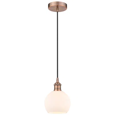 Innovations Lighting Athens 6" Antique Copper Mini Pendant W/ Matte White Shade