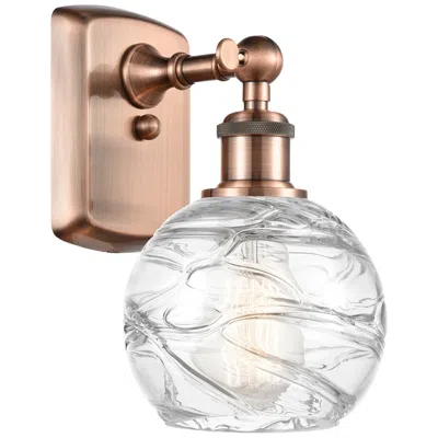 Innovations Lighting Athens 6" Antique Copper Sconce W/ Clear Deco Swirl Shade