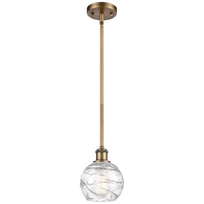 Innovations Lighting Athens 6" Brushed Brass Stem Hung Mini Pendant W/ Clear Deco Swirl Sha