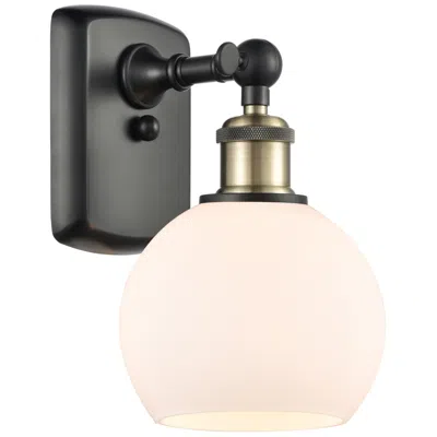 Innovations Lighting Athens 6" Led Sconce - Black Brass Finish - Matte White Shade