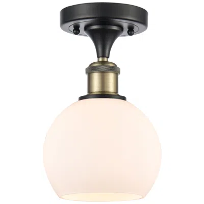 Innovations Lighting Athens  6" Led Semi-flush Mount - Black Antique Brass - Matte White Sh
