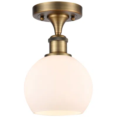 Innovations Lighting Athens  6" Led Semi-flush Mount - Brushed Brass - Matte White Shade