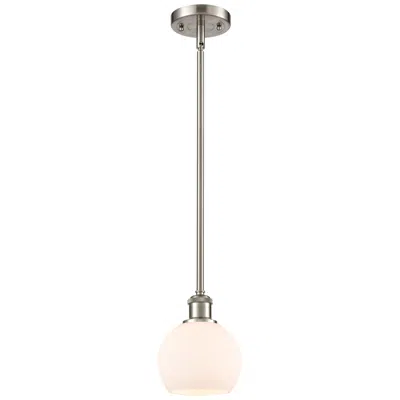 Innovations Lighting Athens 6" Mini Pendant - Brushed Satin Nickel - Matte White Shade