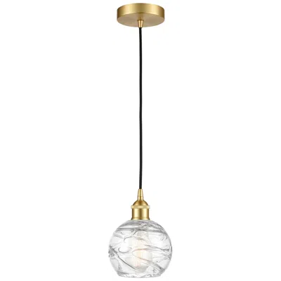 Innovations Lighting Athens 6" Satin Gold Mini Pendant W/ Clear Deco Swirl Shade