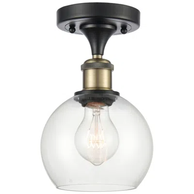 Innovations Lighting Athens  6" Semi-flush Mount - Black Antique Brass - Clear Shade