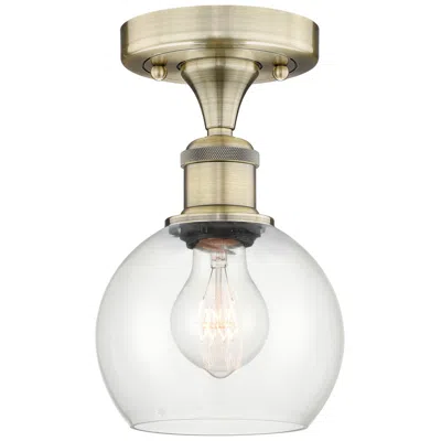 Innovations Lighting Athens 6" Wide Antique Brass Semi.flush Mount With Clear Glass Shade