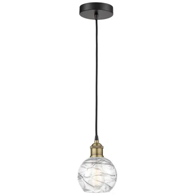 Innovations Lighting Athens 6" Wide Black Brass Corded Mini Pendant W/ Deco Swirl Shade