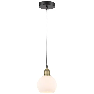 Innovations Lighting Athens 6" Wide Black Brass Corded Mini Pendant W/ Matte White Shade
