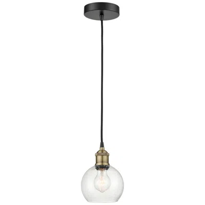 Innovations Lighting Athens 6" Wide Black Brass Corded Mini Pendant With Seedy Shade
