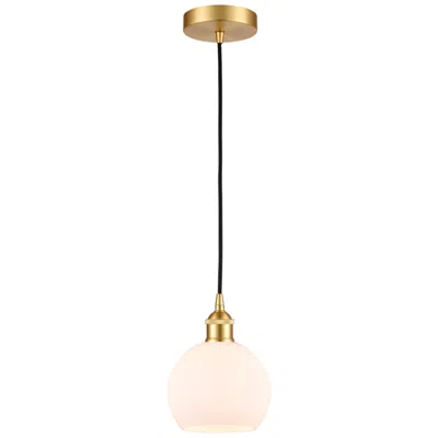 Innovations Lighting Athens 6" Wide Satin Gold Mini Pendant With White Glass