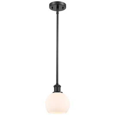 Innovations Lighting Athens 6"w Stem Hung Matte Black Mini Pendant W/ White Shade