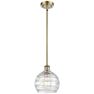 Innovations Lighting Athens 8" Antique Brass Stem Hung Mini Pendant W/ Clear Deco Swirl Sha