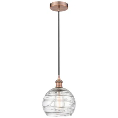 Innovations Lighting Athens 8" Antique Copper Mini Pendant W/ Clear Deco Swirl Shade