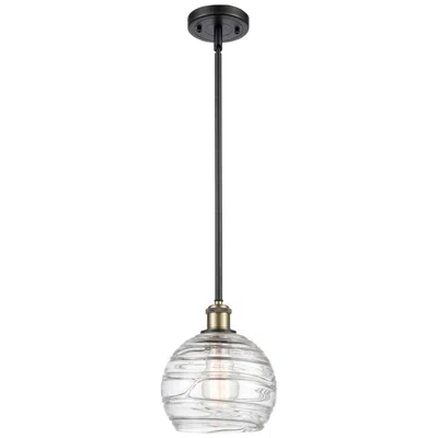 Innovations Lighting Athens 8" Black Antique Brass Mini Pendant W/ Clear Deco Swirl Shade