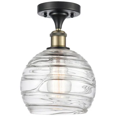 Innovations Lighting Athens 8" Black Antique Brass Semi Flush Mount W/ Clear Deco Swirl Sha
