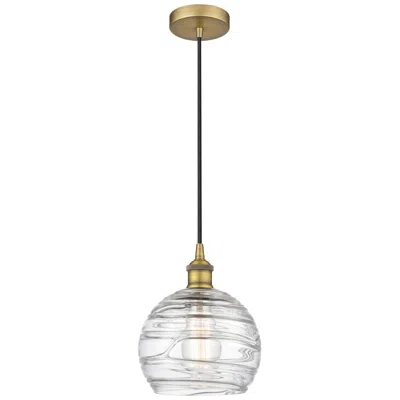 Innovations Lighting Athens 8" Brushed Brass Mini Pendant W/ Clear Deco Swirl Shade