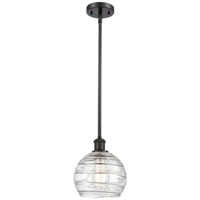Innovations Lighting Athens 8" Oil Rubbed Bronze Stem Hung Mini Pendant W/ Deco Swirl Shade