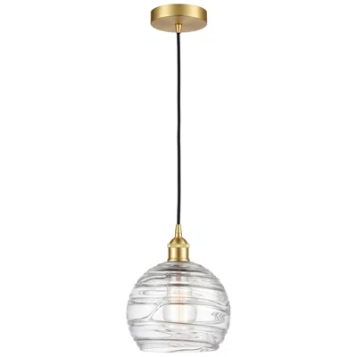 Innovations Lighting Athens 8" Satin Gold Mini Pendant W/ Clear Deco Swirl Shade