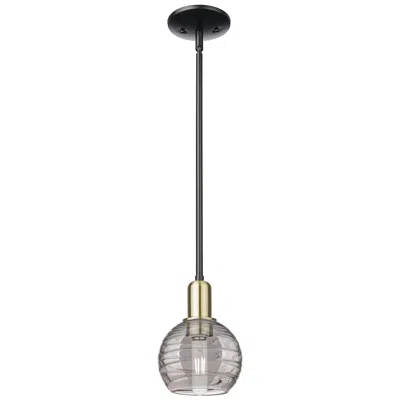 Innovations Lighting Athens Deco 6"w Black Brass Stem Mini Pendant W/ Smoke Swirl Shade