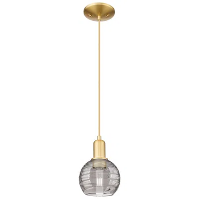 Innovations Lighting Athens Deco 6"w Satin Gold Cord Mini Pendant W/ Smoke Swirl Shade