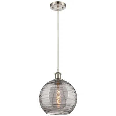 Innovations Lighting Athens Deco Swirl 10"w Satin Nickel Mini Pendant W/ Smoke Glass