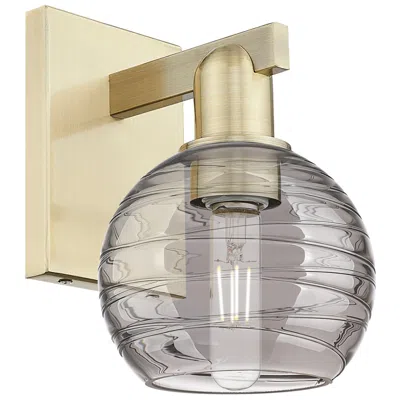 Innovations Lighting Athens Deco Swirl 11"h Antique Brass Wall Sconce W/ Smoke Swirl Shade In Gold