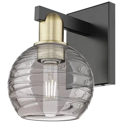 Innovations Lighting Athens Deco Swirl 11"h Black Brass Wall Sconce With Light Smoke Shade