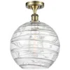 Innovations Lighting Athens Deco Swirl  12" Led Semi-flush Mount - Brass - Clear Deco Swirl In Transparent