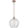 Innovations Lighting Athens Deco Swirl 12" Wide Antique Copper Led Mini Pendant In Transparent