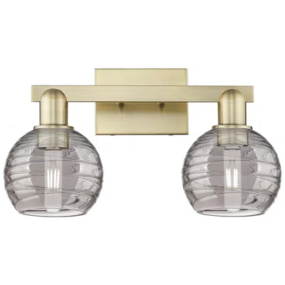 Innovations Lighting Athens Deco Swirl 16"w 2 Light Antique Brass Bath Light W/ Smoke Shade