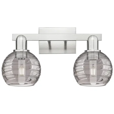 Innovations Lighting Athens Deco Swirl 16"w 2 Light Satin Nickel Bath Light W/ Smoke Shade