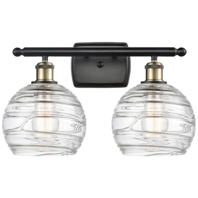 Innovations Lighting Athens Deco Swirl 2 Light 18" Led Bath Light - Black Brass - Clear Swi