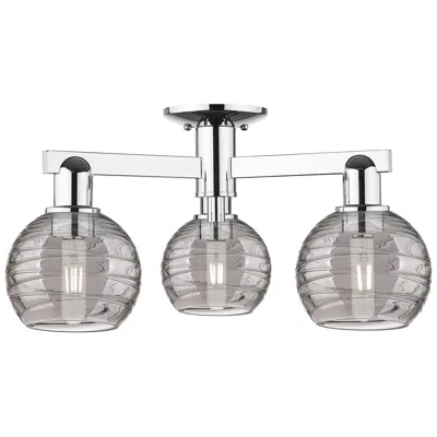 Innovations Lighting Athens Deco Swirl 23.25"w 3-lt Chrome Semi.flush W/ Smoke Swirl Shade