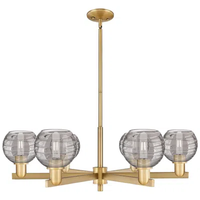 Innovations Lighting Athens Deco Swirl 24"w 6-lt Brass Stem Chandelier W/ Smoke Swirl Shade In Gold