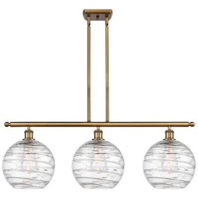 Innovations Lighting Athens Deco Swirl 3 Light 37" Island Light - Brushed Brass  - Clear In Brown