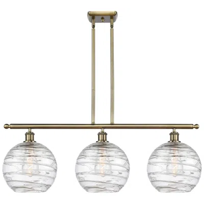 Innovations Lighting Athens Deco Swirl 3 Light 37" Led Island Light - Brass  - Clear Deco S